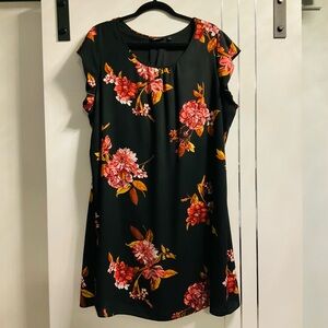 Reitmans 2X Fall Floral Mini Dress Lined Cap Sleeve